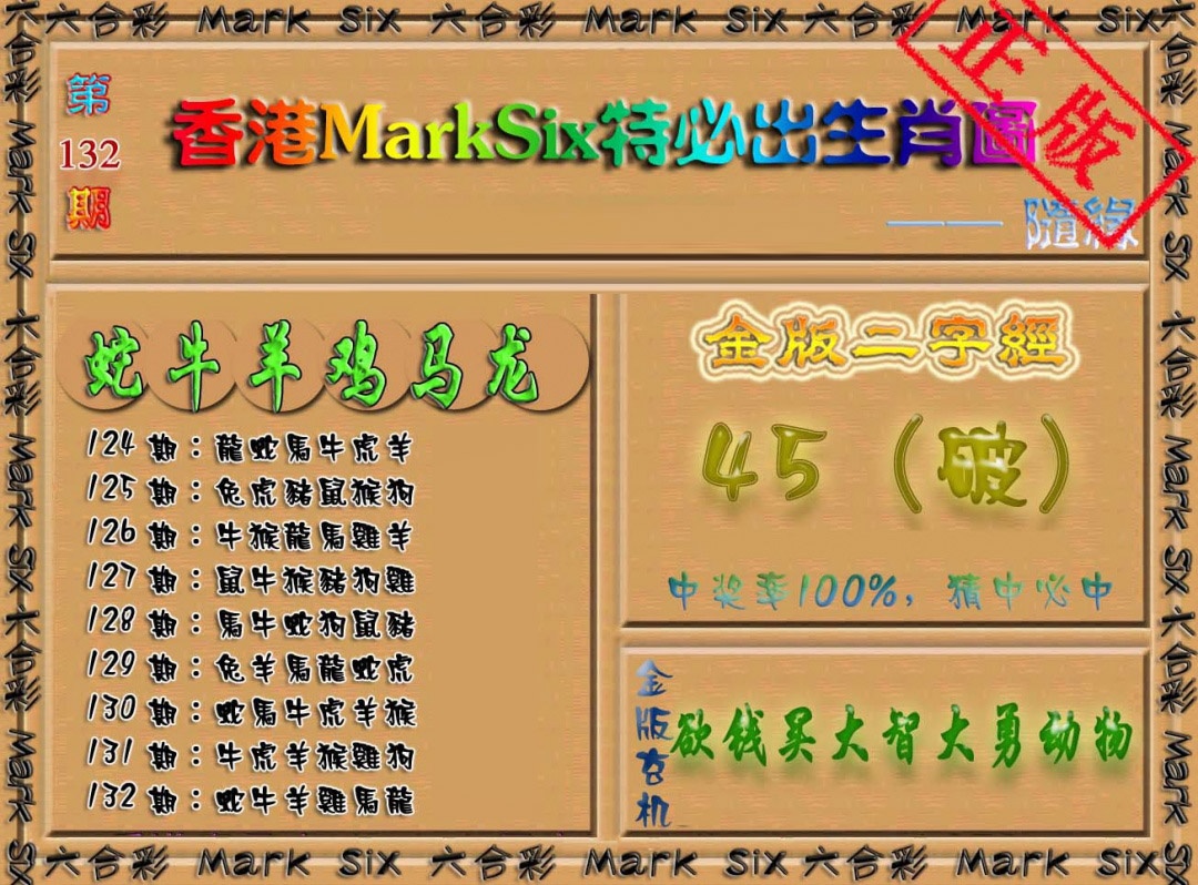 132期特必出生肖图[图]